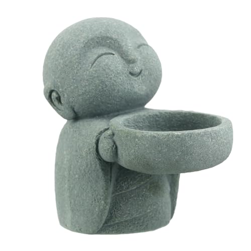 Buddha Sandstone Statues, Zen Monk Praying Statue Sculptures Ornament for Wealth Good Luck Feng Shui Decor Home Office Car Decoration(Jizo Monk)