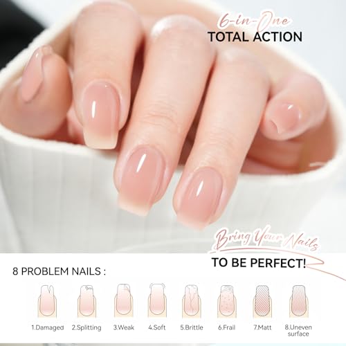 Gelike EC Nail Growth Strengthener for Woman: Nude Blush 6 in 1 Natural Nail Hardener Extra Strong and Growth - Nail Polish Hardener for Weak and Damaged Nails - Image 4