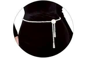 Elegant White Pearl Waist Belt for Formal Dress