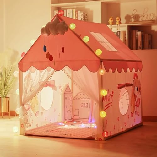 Image of Jumbo Size Light Weight Kids Play Tent House for 3-13 Year Old Kids Girls and Boys (Pink Barbee)
