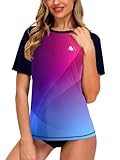 Badeshirt UV Damen UV Kurzarm Shirt Sonnenschutz Badeshirt UPF 50+ Wassershirt Kurzarm Schwimmshirt Rot Blau XXL
