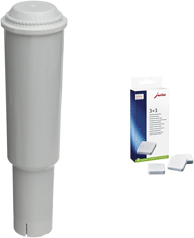 Jura CLEARYL Water-Filter Cartridge, White & 66281 Decalcifying/Descaling Tablets (9 tablets)