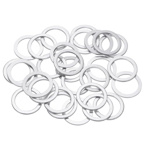Image of sourcing map 100 Pcs M18 Flat Washer, Aluminum Round Seal Gaskets 24mm OD 1.5mm Thick Flat Spacers for Screws Bolts Machinery Repair Accessories, Outdoor Construction, Silver Tone