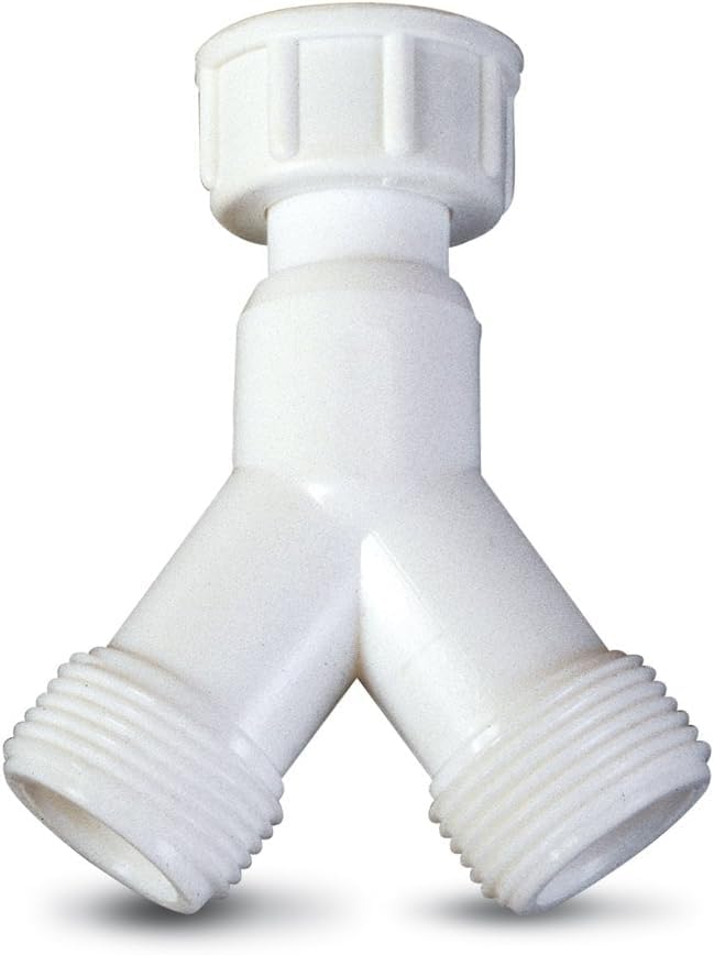 Doble Conector Manguera Lavadora y Lavavajillas, Desagüe doble para lavavajillas, Desagüe doble para Lavadora, Adaptador en Y para Manguera Grifo, unión tubo desagüe, Rosca Ø 3/4"