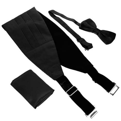 Set Cinturilla, Corbatín y Pañuelo Negro para Hombre