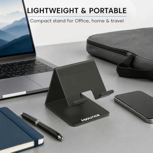 Image of Sounce Universal Mobile Holder Stand | Metal Body, Anti-Skid Design | Stand for Smartphones, Tablets, iPad, Kindle | Lightweight, Rust-Proof, Scratch-Resistant | Black