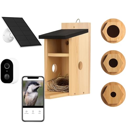 Bestmotoring Bird Houses for Outside, Smart Home with Camera, AI Recognition, IP66 Waterproof, 2-Way Audio, App Control, 4MP Color Night Vision, Solar-Powered, Cloud & SD Storage