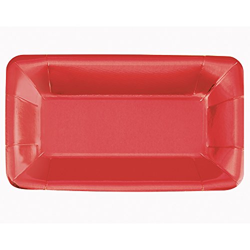 Unique tableware Foil Red Rectangular Paper Appetizer Party Plates 9 x 5 8 Ct