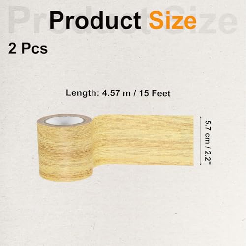 Image of PATIKIL Wood Grain Tape 2.2 inch x 15 Ft, 2 Pcs Self-Adhesive Wood Texture Repair Tape Realistic Wood Effect Contact Paper Patch for Furniture Cabinets Floor Walls Home, Yellow Oak