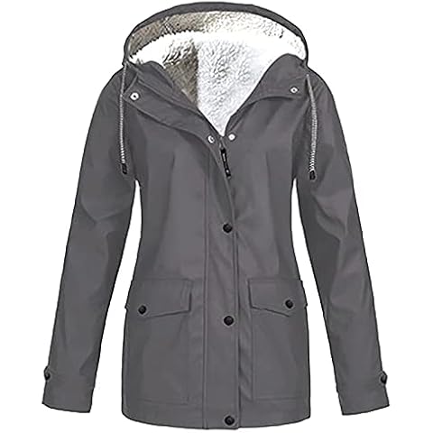 Fleece Jacket for Women Coats Rain Jacket Waterproof with Hood Lightweight Coat with Hood Ladies Plain Hoodie Winter Warm Fleece Lined Zip Up Jacket Coat Cover