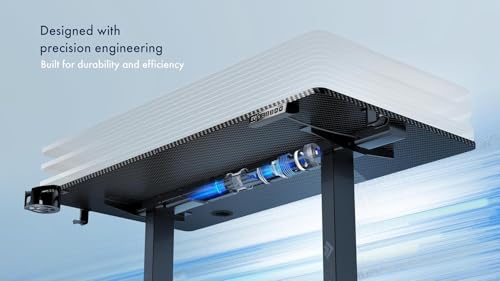 Image of ARTIKEL Artidesk Eco Electric Height Adjustable Table for Office Work & Home-Sit Stand Gaming Desk 80kg Load, Cup Holder, 2 Hooks,Cable Organizer 2Split Tabletop (Black, 100x60 CM)