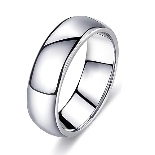 FUNEIA Bague Homme Femme Argent Acier Inoxydable Bague Alliance Anneau de Mariage Simple et Poli Bague de Fiançailles Largeur de 1-8mm Bijoux Bague Fille Ado...