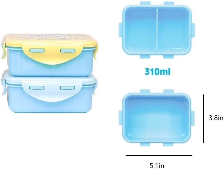 Lilfant Cute Small Bento Box, Lunch Box with Bag, Snack Containers, 5.1 x 3.7 x 1.9 inches (Sky blue)