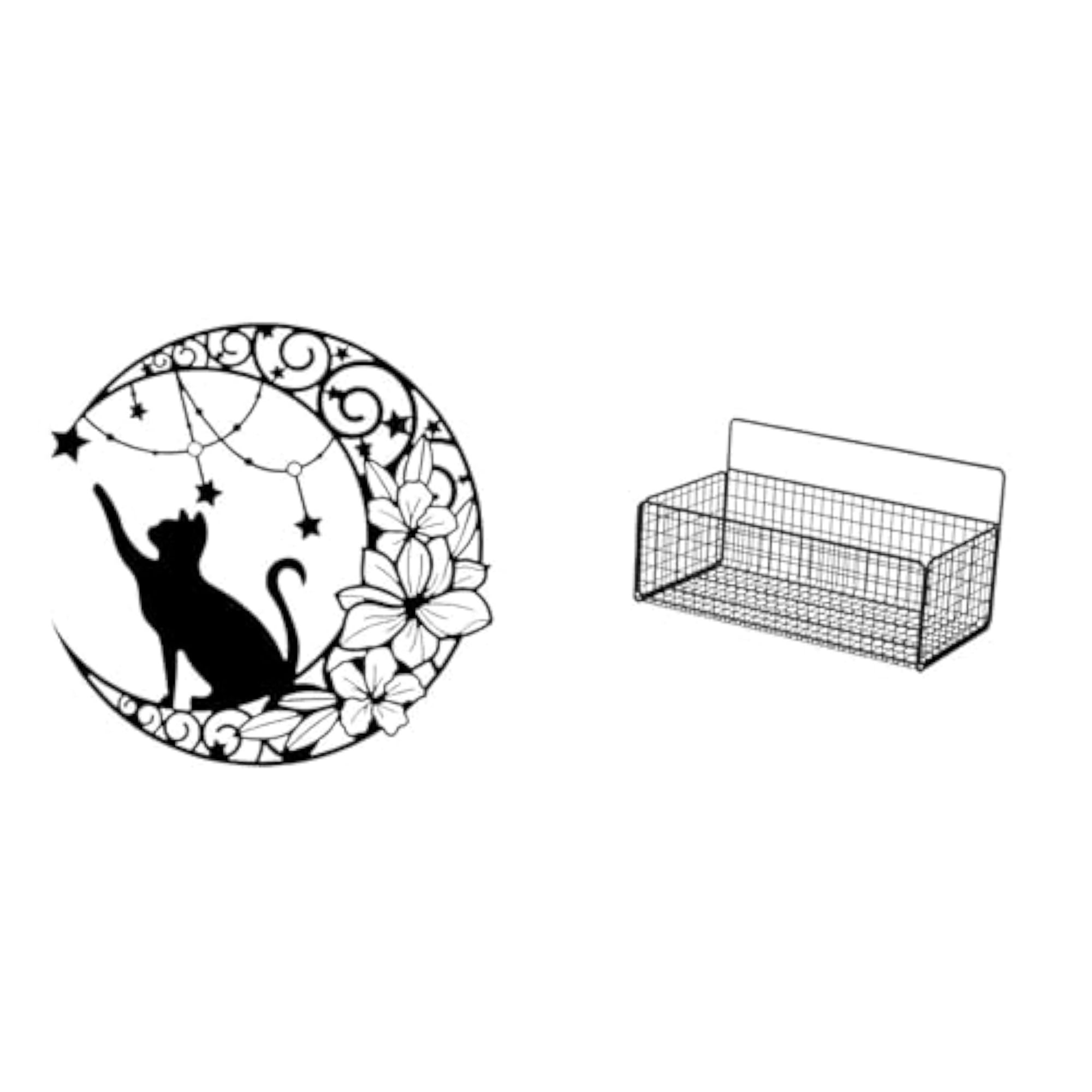 Metal Cat Wall Decor with Floating Shelves