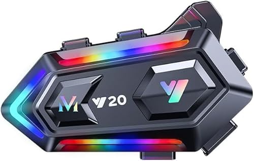 WNJACO Motorcycle Helmet Bluetooth Headset, Cool RGB