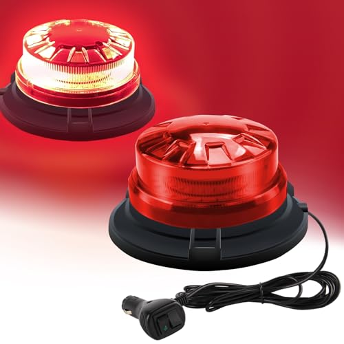 Sidaqi Gyrophare rouge LED magnétique 12-24V avec 8 modes de flash 24 lumières stroboscopiques d'urgence à LED, lumière clignotante étanche pour véhicule...
