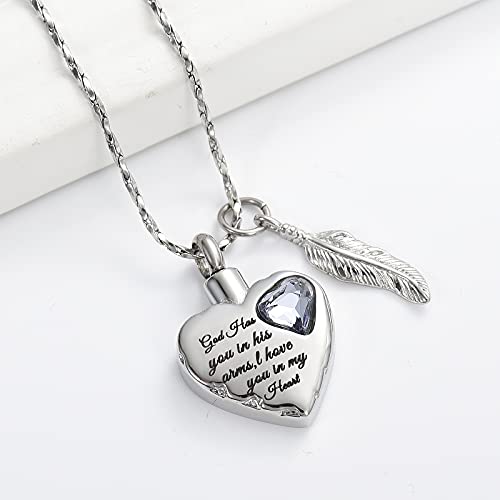 Imrsanl Heart Urn Necklace for Ashes with Angel Wings Feather Charm Cremation Jewelry Ashes Keepsake Urn Pendant Memorial Locket3