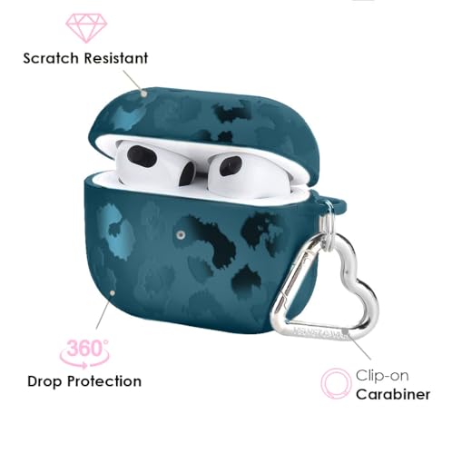 Velvet Caviar Compatible with AirPods 3rd Generation Case with Keychain - Cute Protective Hard AirPod 3 Cases for Women - Metallic Navy Leopard by VELVET CAVIAR - Used condition - Image 3