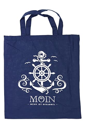 ELLUG Maritime Baumwolltasche/Jutebeutel/Stofftasche dunkelblau einseitig bedruckt 38x42cm, Einkaufstasche Tasche Tragetasche (Moin) Cover