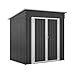 Geräteschuppen Metall 170x121x182 cm, 3,74 m³ Gerätehaus mit Pultdach, Fundament und Drehtüren, Wetterfester Gartenschuppen für Fahrrad & Gartengeräte, Anthrazit