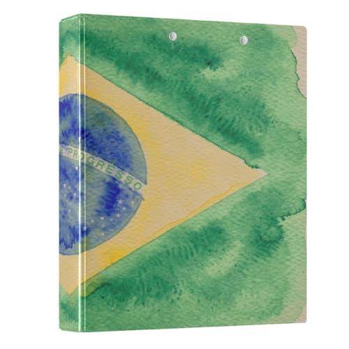 Classeur rond à anneaux en D 3,8 cm Peystean porte-bloc intégré drapeau Brésil