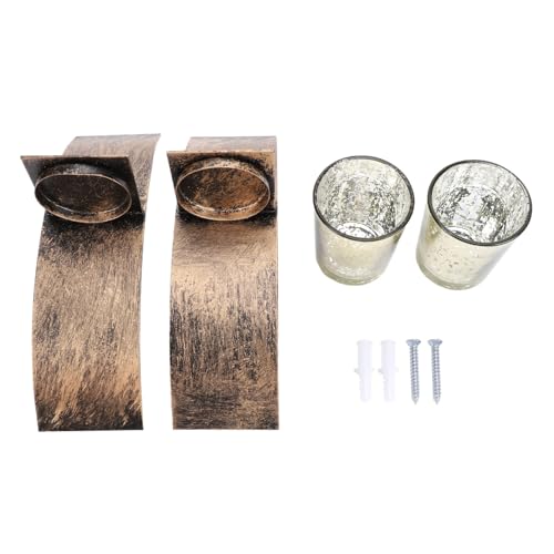 Portavelas de Pared Rústico de Hierro y Vidrio con Silueta Arqueada de 8 X 2,3 Pulgadas 7