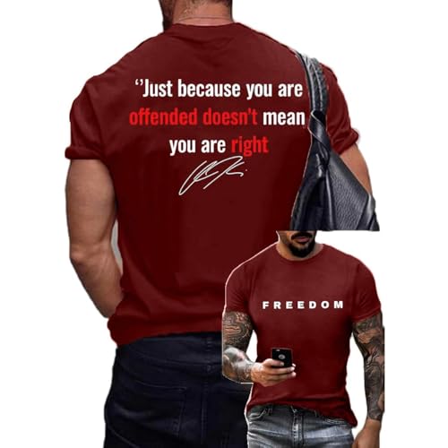 Freedom Shirt Men's Commemorative 1993 2025 Printed T-Shirt Tops Freedom USA Round Neck Short Sleeve Shirt Tees Wine
