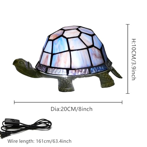 NUODITOS Mały żółw lampka nocna w stylu Tiffany Stained Glass Accent lampa stołowa sypialnia salon lampka nocna mini lampka dla dzieci prezent śliczne światło