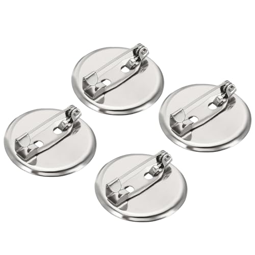 MECCANIXITY 100Pcs Brooch Clasp Pins Disc Base 23mm Blank Trays for ID Badges Name Cards Tags DIY Craft, Silver Tone