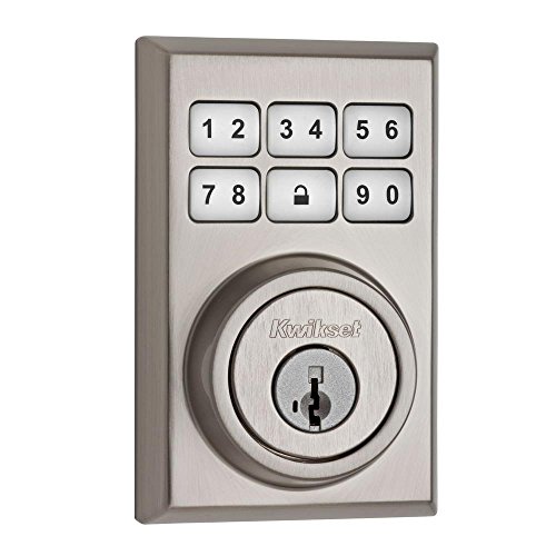 Kwikset 909 Contemporary SmartCode Electronic Deadbolt featuring SmartKey® in Satin Nickel