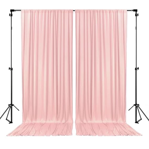 Image of 10 x 7 Feet Light Pink Backdrop Curtain for Partie, Background Curtains for Photoshoot, Birthday, Wedding, Halloween, Thanksgiving, Christmas, New Year Party Decorations 5Ft x 7Ft, 2 Panels