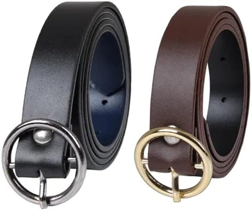 2VRN Women's Girl's PU Leather Casual Formal Dresses Belt Single O-Ring Design Buckle Belt Fits On Upto 36 Inch waist(Free...