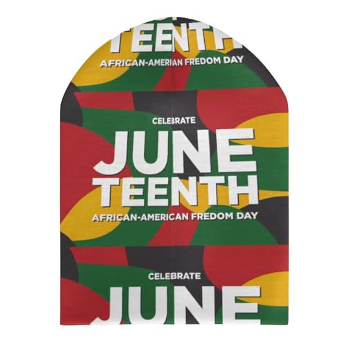 Juneteenth Since 1865 Celebrate Freedom Afican Kids Beanie Hat for for Girls Boys Children Cap Winter Knitted Chemo Cancer Headwear Accessories Gifts Decoration Black3