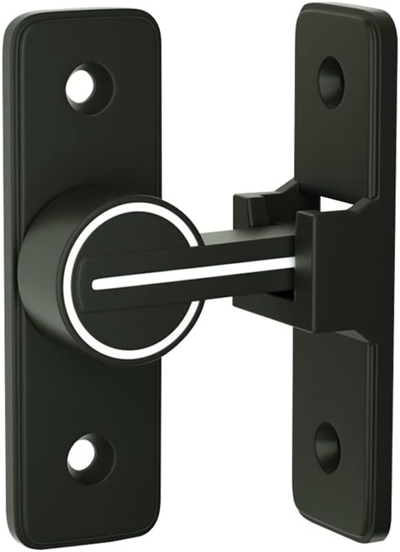 Barn Door Lock Hardware, Keyless, Zinc, Black-Noctilucent, 90 Degree Heavy Duty Gate Latches Flip Latch, Suitable for Garden, Bathroom, Outdoor, Garage, Window