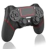 Dual-Shock 4 P-S4 Controller,Audiobuchsen-kabellos Controller,Bluetooth-Gamepad mit Hochempfindlichen Tasten Kompatibel mit P-laystation 4（Rot /Schwarz）