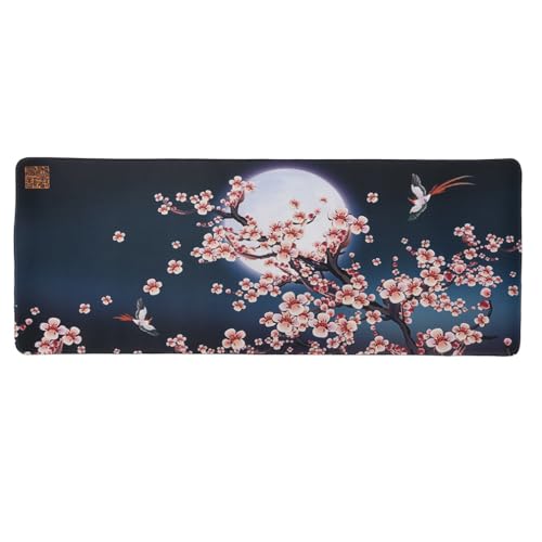 lachineuse Tapis DE Souris XXL - Fleurs de Prunier - Asie Eternelle - 800 x 300 x 3 mm - Multicolore - Déco Japonaise - Antidérapant et Résistant à l'eau - Déco Bureau - Idée Cadeau Japon Asie