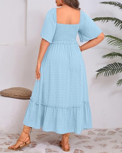 Plus Size Summer Dresses - Maxi Casual Wedding Guest Graduation Easter Long Dress with Pockets3
