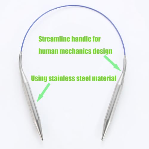 Image of OYEUYID 16 Inch Circular Knitting Needles Ergonomic Metal Needle Set (White, 16 inch-Size 8)