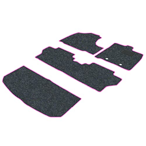 フェニーチェ カーマット フロアマット ラゲッジマット セット 国内生産  ブルーグレー × ロック糸ピンク 滑り止め形状 ずれにくい 車用 マット