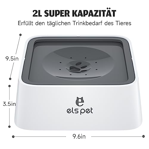 ELS PET Wassernapf für Hunde: 2L Auslaufsicher Trinknapf Reisenapf, rutschfest Katzen Hund Haustiere Hundenapf Anti-Schwapp Wasserspender für Haustiere & Innen & Draußen & Auto