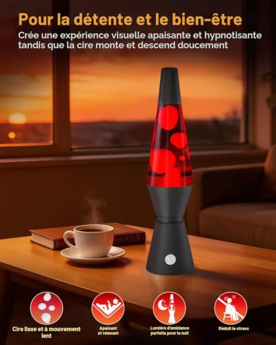 Soarling 14,5" Lampe à Mouvement Liquide Art Déco, Télécommande 17 Changements de Couleur Veilleuse, Lampe d'Ambiance Rétro pour Décor de Chambre, Cadeau Enfants/Adultes pour Noël, Fête (Noir) – vue 3