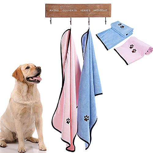 ペット用タオル 超吸水 厚手 マイクロファイバー 犬 猫 体拭き 2色2枚セット