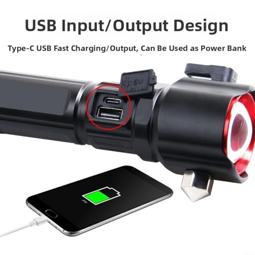 Lampe torche LED rechargeable USB-C robuste avec marteau de secours C - 5