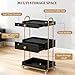 Belandi Salon Rolling Cart with Drawers, Utility Cart Esthetician Cart with 3 Shelves & Hair Dryer Holder, Mobile Spa Salon Cart for Beauty Spa（Black）