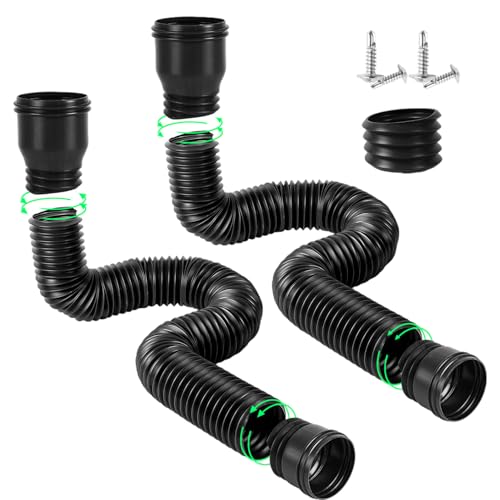 2 Stück Dachrinne Fallrohr Verlängerung Flexible, Regenrinnen Fallrohr Verlängerungen Flexible Drain Downspout Extender, Verlängerbar von 47 bis 150 cm, Fallrohr Dachrinnen Verlängerung (Schwarz)