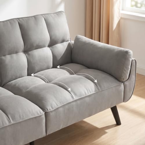 Canapé 3 places 191 cm tissu lin gris clair JIEXI