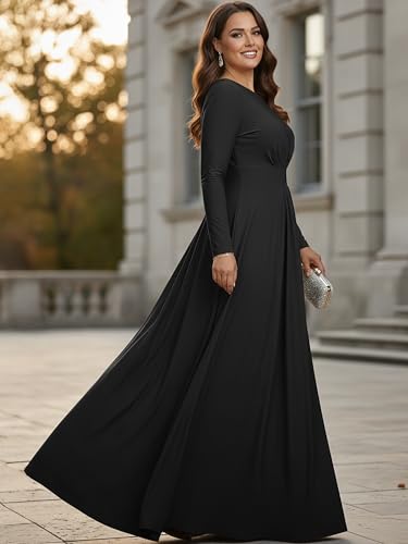 Image of KOH KOH Womens Long Sleeve Flowy Modest Elegant Evening Maxi Dress Gown