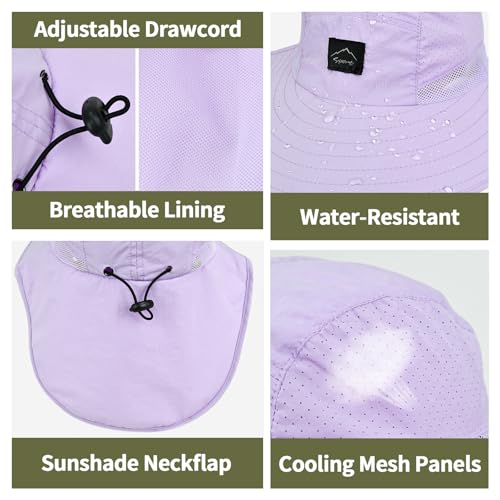 Image of ZOORON Kids Sun Hat with Neck Flap UPF 50+ UV Protection Wide Brim Breathable Fishing Safari Beach Summer Hat for Boys Girls