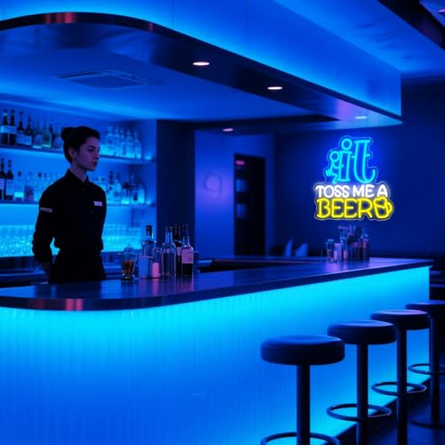 Image of Beer Neon Sign for Wall Decor Beer Neon Light for Man Cave Dimmable Bar LED Light Up Sign for Bar Pub Club Bedroom Party Christmas Birthday Gift Wall Art Size 13.3 * 14.1 In(WZCP061)