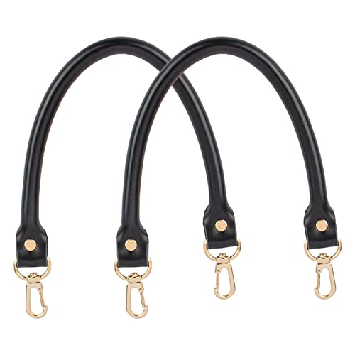 Anses en cuir pour sac à main noir de 40 cm avec boucles dorées AUEAR